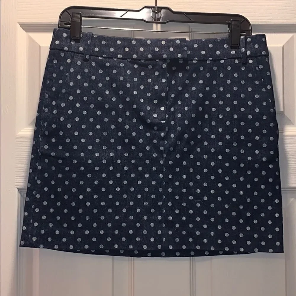 ✨J Crew Postcard Mini Skirt in Indigo Dot Denim - Picture 2 of 6